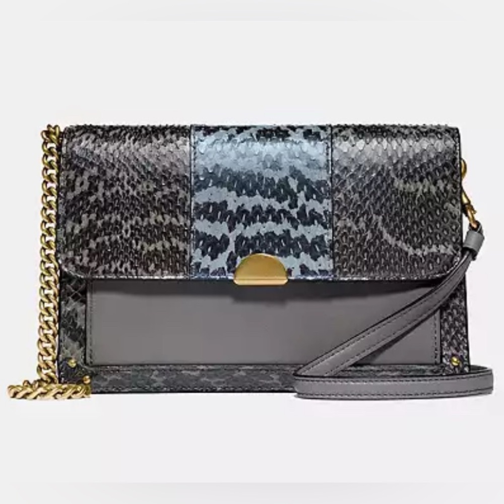 COACH Dreamer ColorBlock Snakeskin and Glovetanned Leather Convertible XBody - Picture 11 of 14
